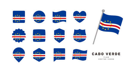 Cabo Verde flag icon set vector illustrationのイラスト素材