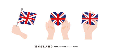 [England] Hand and national flag icon vector illustrationのイラスト素材