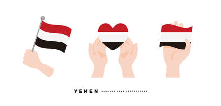 [Yemen] Hand and national flag icon vector illustrationのイラスト素材