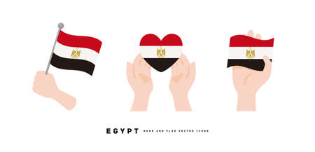 [Egypt] Hand and national flag icon vector illustrationのイラスト素材