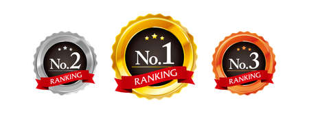 Gold, silver and bronze 1st, 2nd and 3rd ranking icon setのイラスト素材