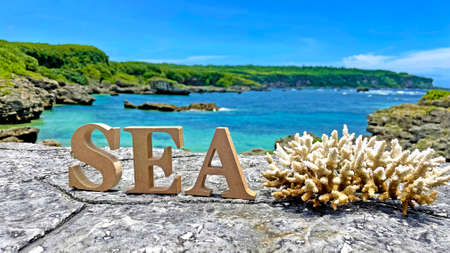 Okinawa superb view sea background material wallpaperの写真素材