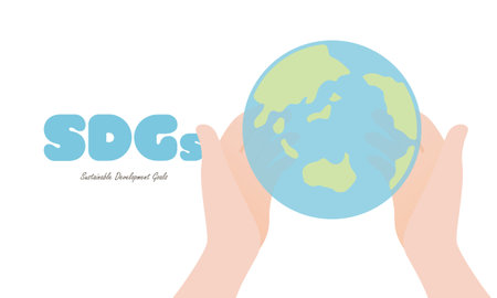Hand and Earth SDGs vector illustration