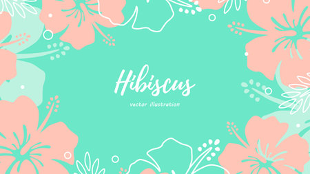 hibiscus background material frame wallpaperのイラスト素材