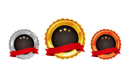 Ranking 1st 2nd 3rd Gold Silver Copper Icon Copy Space Vector Illustrationのイラスト素材