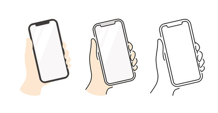 Smartphone and hand flat design vector illustrationのイラスト素材