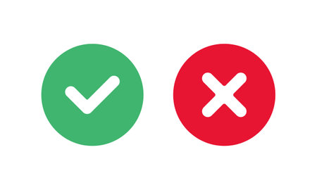 check mark cross mark simple icon vector illustrationのイラスト素材