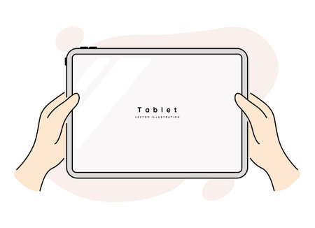 Hand holding a tablet vector illustrationのイラスト素材