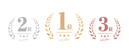 Gold, silver and copper 1st, 2nd, 3rd ranking icon set vector illustrationのイラスト素材