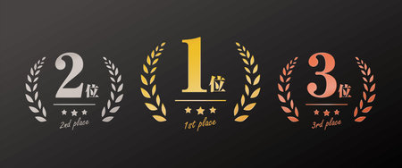Gold, silver and copper 1st, 2nd, 3rd ranking icon set vector illustrationのイラスト素材