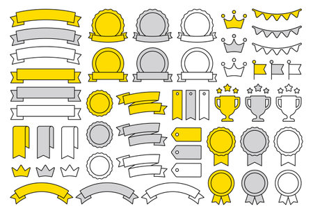 Ribbon and award decorative icon set vector illustrationのイラスト素材