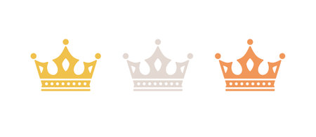 Gold, silver and bronze crown icon rank No.1 to No.3のイラスト素材