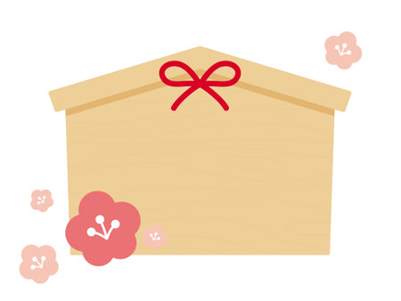 Illustration of ema decorated with cherry blossomsのイラスト素材