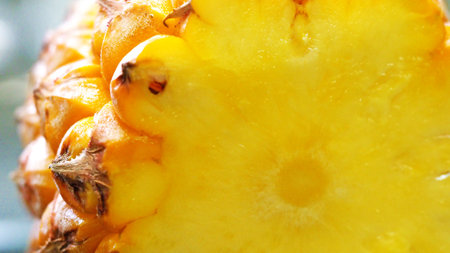 A cross-section of a fresh and delicious looking pineapple
