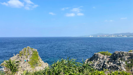 Okinawa Prefecture, Manzamo View, Onna Villageの写真素材