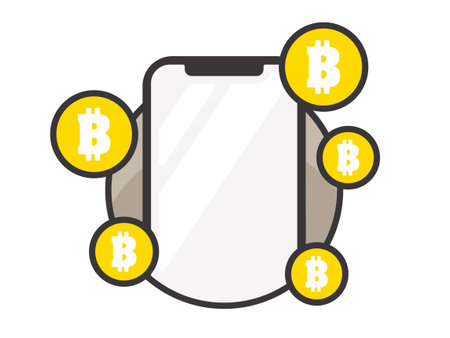Smartphone and bitcoin image Vector illustrationのイラスト素材