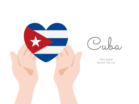 [Cuba] Hand and flag icon Vector illustrationのイラスト素材