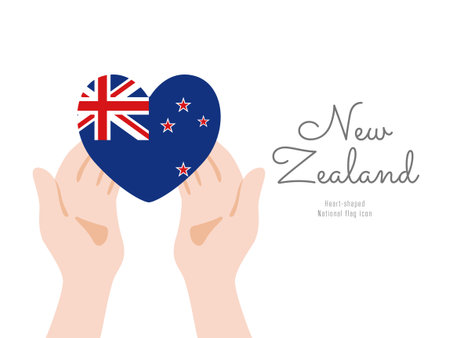 [New Zealand] Hand and flag icon vector illustrationのイラスト素材