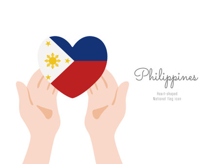 [Philippines] Hand and flag icon vector illustrationのイラスト素材