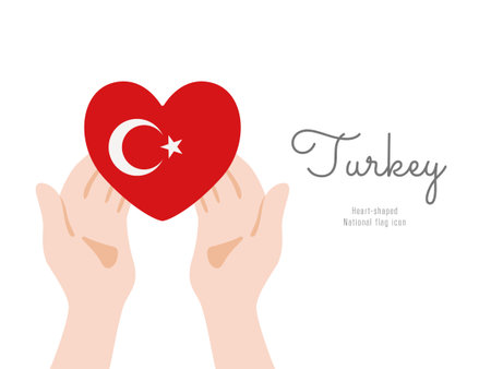 [Turkey] Hand and flag icon Vector illustrationのイラスト素材