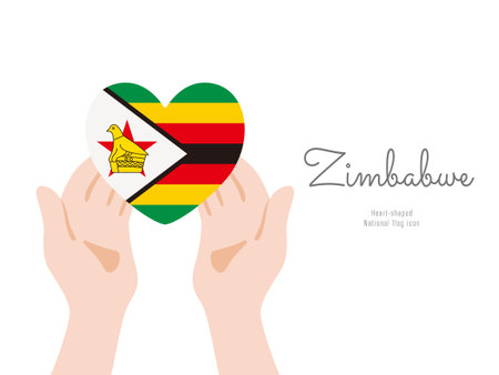 [Zimbabwe] Hand and flag icon Vector illustrationのイラスト素材