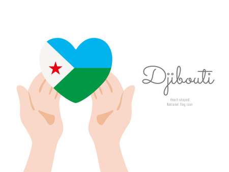 [Djibouti] Hand and flag icon Vector illustrationのイラスト素材