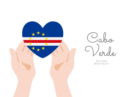 [Cape Verde] Hand and flag icon Vector illustrationのイラスト素材