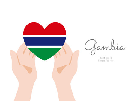 [Gambia] Hand and flag icon Vector illustrationのイラスト素材