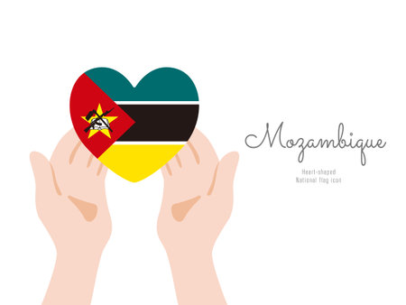 [Mozambique] Hand and flag icon Vector illustrationのイラスト素材