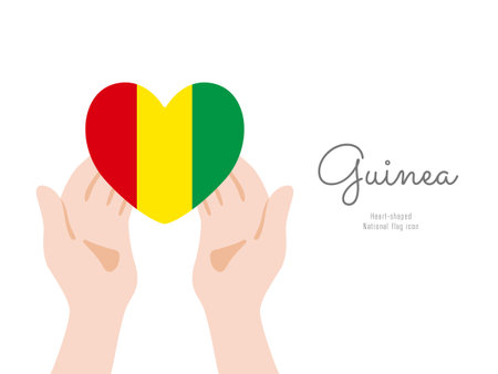 [Guinea] Hand and flag icon Vector illustrationのイラスト素材