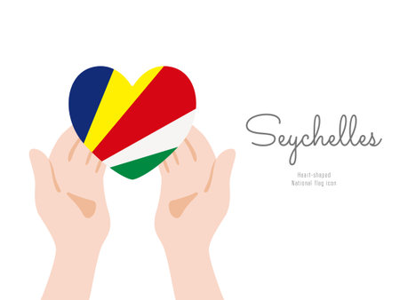 [Seychelles] Hand and flag icon Vector illustrationのイラスト素材