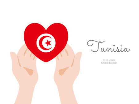 [Tunisia] Hand and flag icon Vector illustrationのイラスト素材