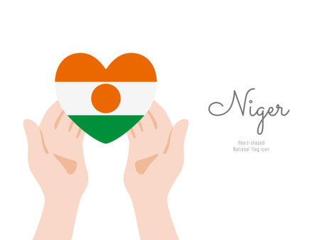 [Niger] Hand and flag icon Vector illustrationのイラスト素材