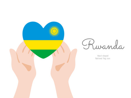 [Rwanda] Hand and flag icon Vector illustrationのイラスト素材