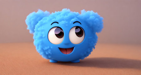 Cute cloud character - 3D image of fluffy cloud characterの素材