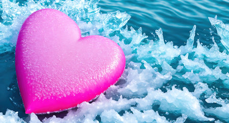 Pink Heart Floating in the Oceanの素材