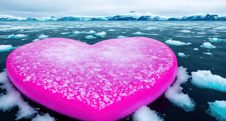 Pink Heart on Ice Floesの素材