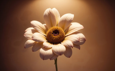 Beautiful White Flower Against Soft Lit Background in Warm Tonesの素材