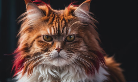 A ginger cat stares intently at the camera with a serious expressionの素材