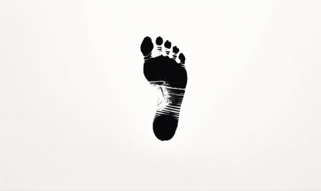 A black footprint on a white backgroundの素材