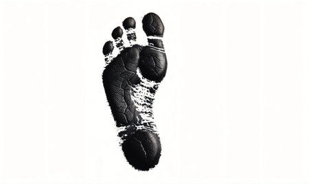 Illustration of a black footprint on a white backgroundの素材