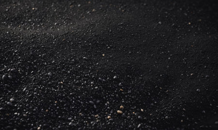 A close-up view of black sand on a beach in Icelandの素材
