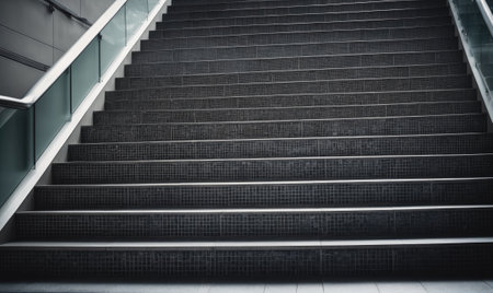 A set of concrete stairs leads up to an unknown destinationの素材