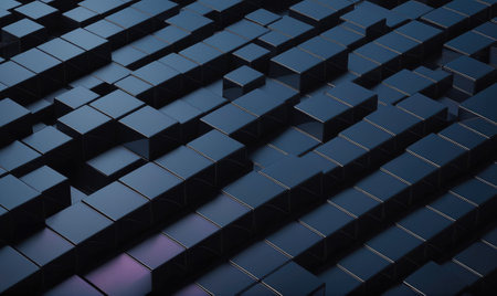 A field of blue cubes arranged in a repeating patternの素材