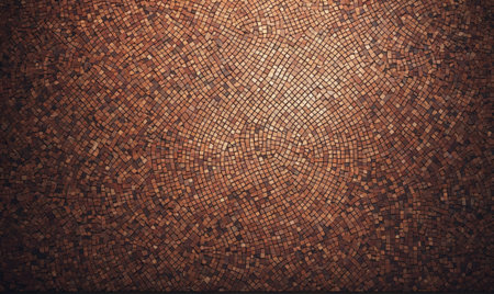 A close-up of a brown mosaic floor tile patternの素材