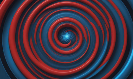 A blue and red spiral design created with 3D softwareの素材
