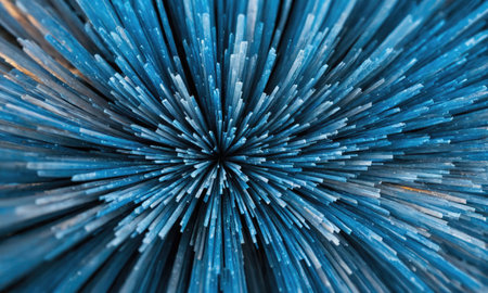 A blue, abstract design with lines radiating from the centerの素材