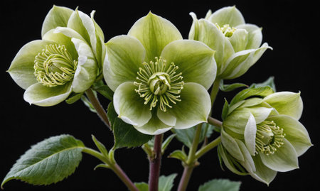 A bouquet of white flowers with green stemsの素材