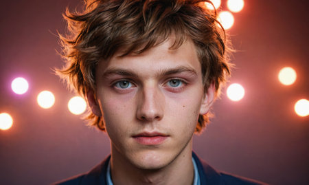 A young man with brown hairの素材