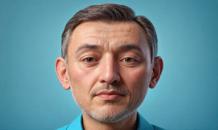 A man with a beard and gray hair is looking at the cameraの素材